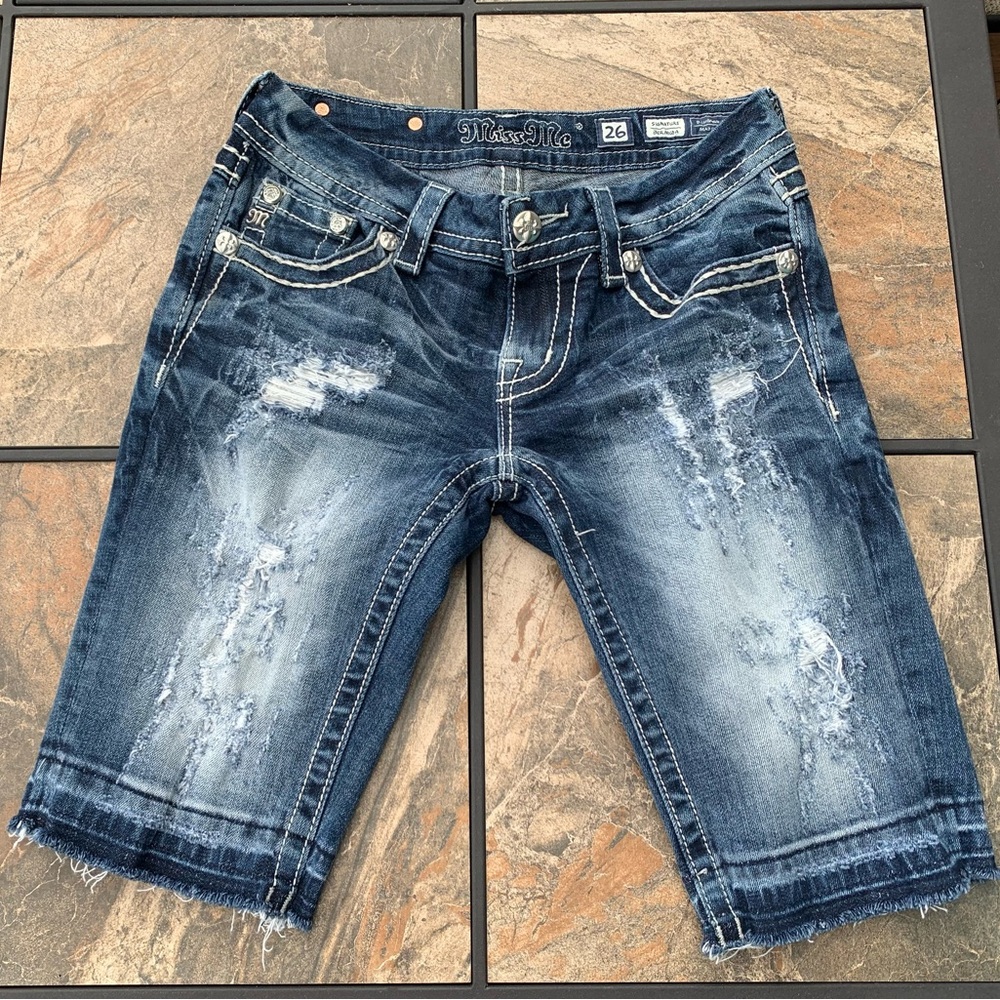 Miss Me Distressed Denim Bermuda shorts